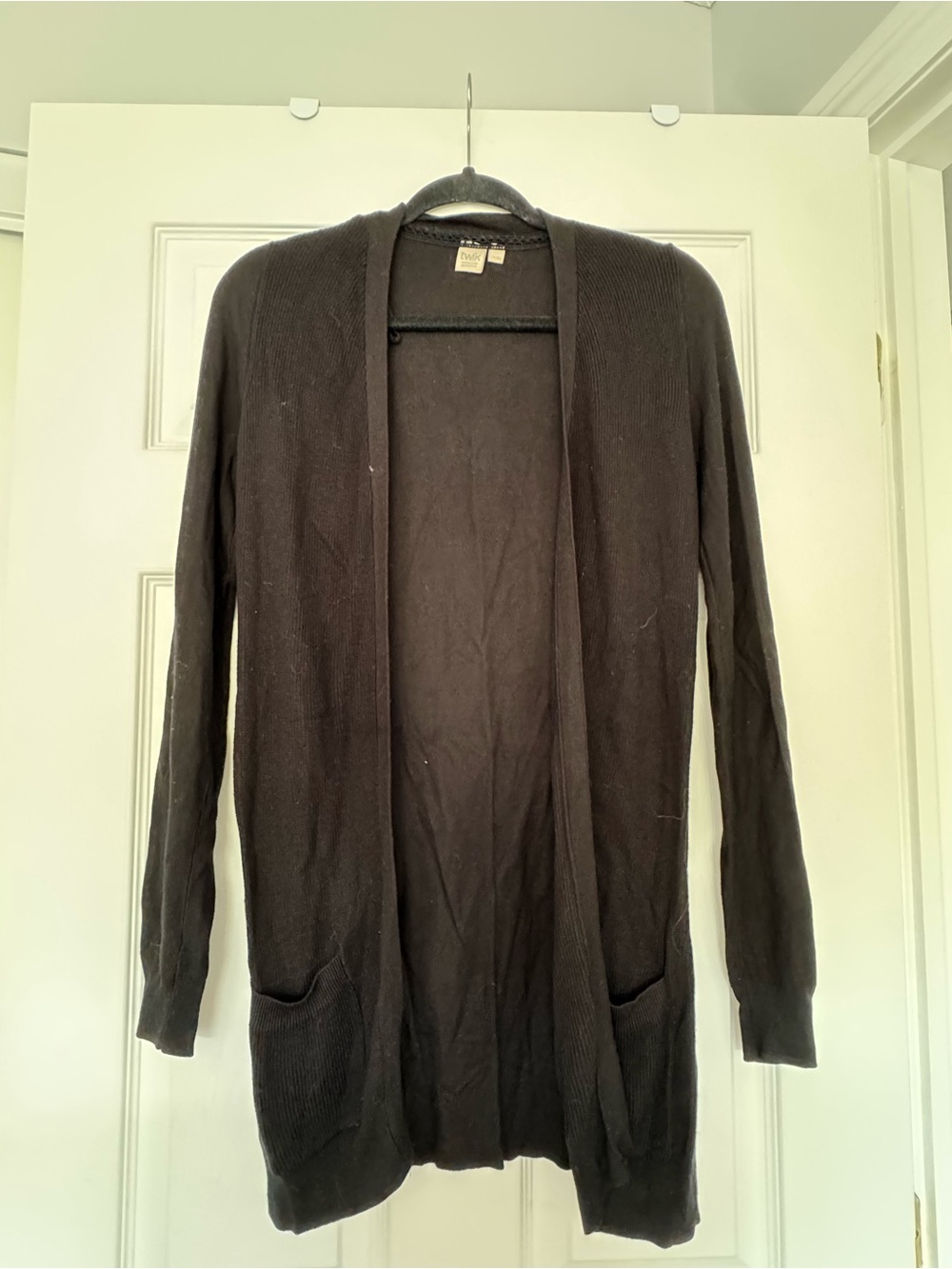 Twik Simons Black Open-Front Lightweight Cardigan Sweater